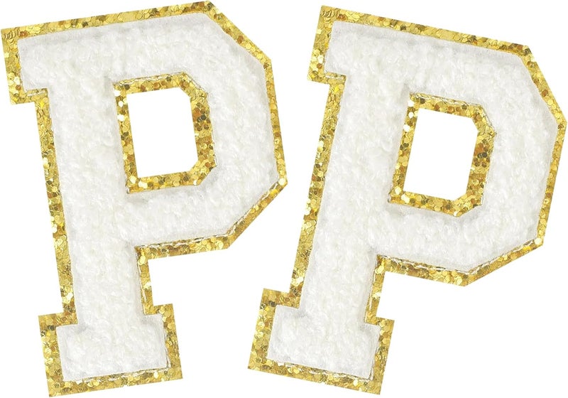 2PCS Iron on Greek Letter Patches White Chenille Greek Letter Patches Sorority Greek Patches (Rho)